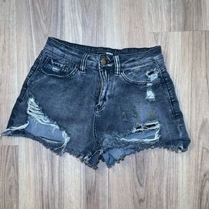 Fashion Nova Charcoal Distressed Jean Shorts